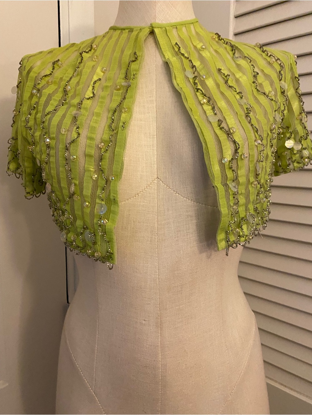 Vintage 60’s/70’s Chartreuse Lime Green Bolero Shrug Jacket- Size 7